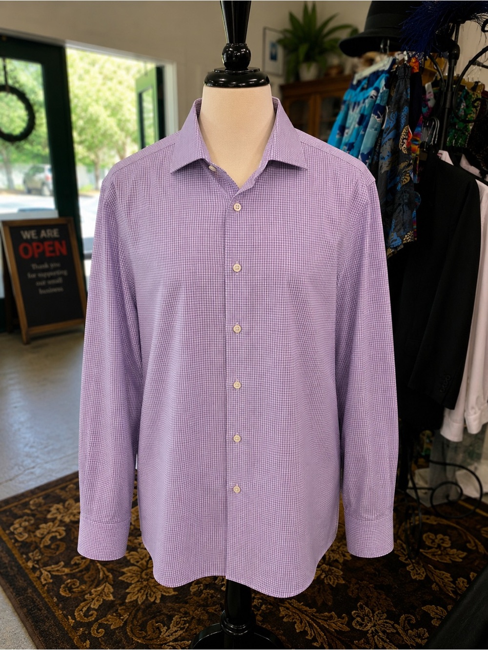 Kenneth Cole Reaction Lavender Check Dress Shirt